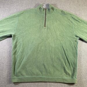Tommy Bahama Mens Green Reversible 1/4 Zip Pullover Long Sleeve Sweatshirt Large